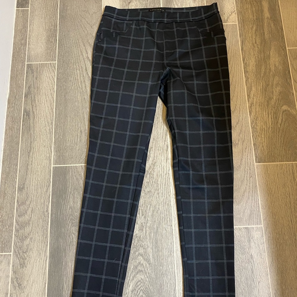 Sanctuary ponte leggings, black with grey windowpane check, size large